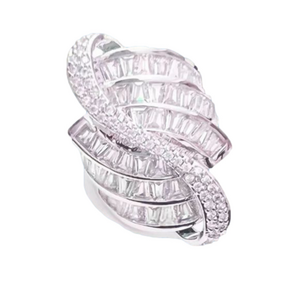 Silver Tone  Sparkling Spiral and Swirl Ring - Lots of Bling! #728